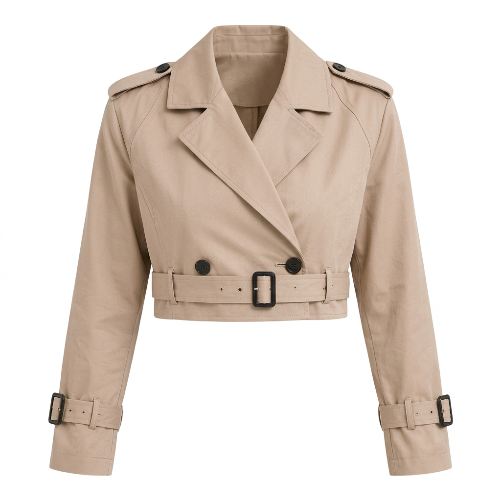 Amelie | Women's Cropped Double Breasted Trench Coat