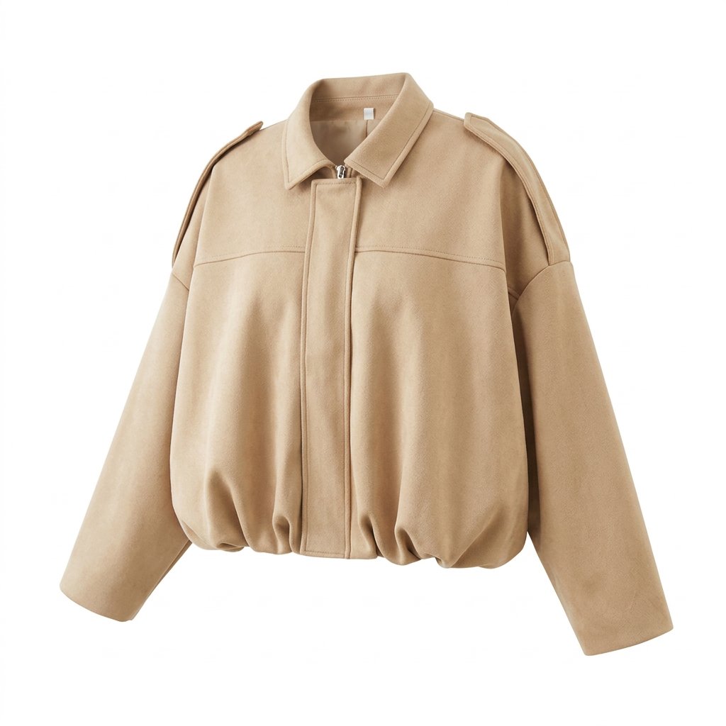 Victoria | Women's Oversized Faux Suede Bomber Jacket
