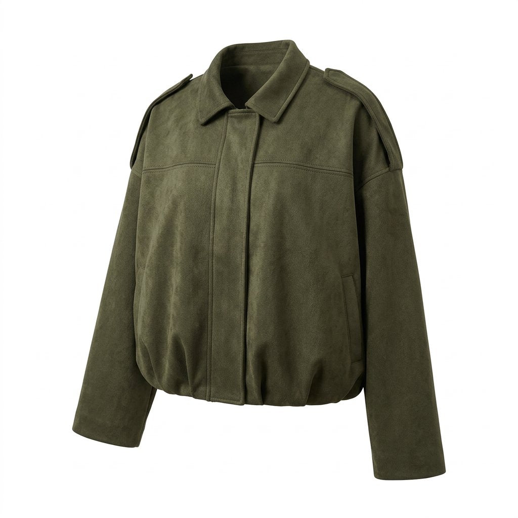 Victoria | Women's Oversized Faux Suede Bomber Jacket