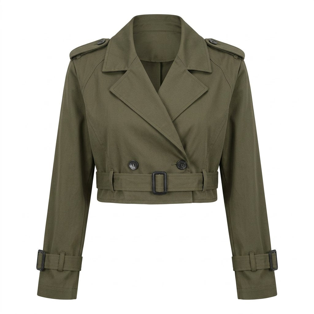 Amelie | Women's Cropped Double Breasted Trench Coat