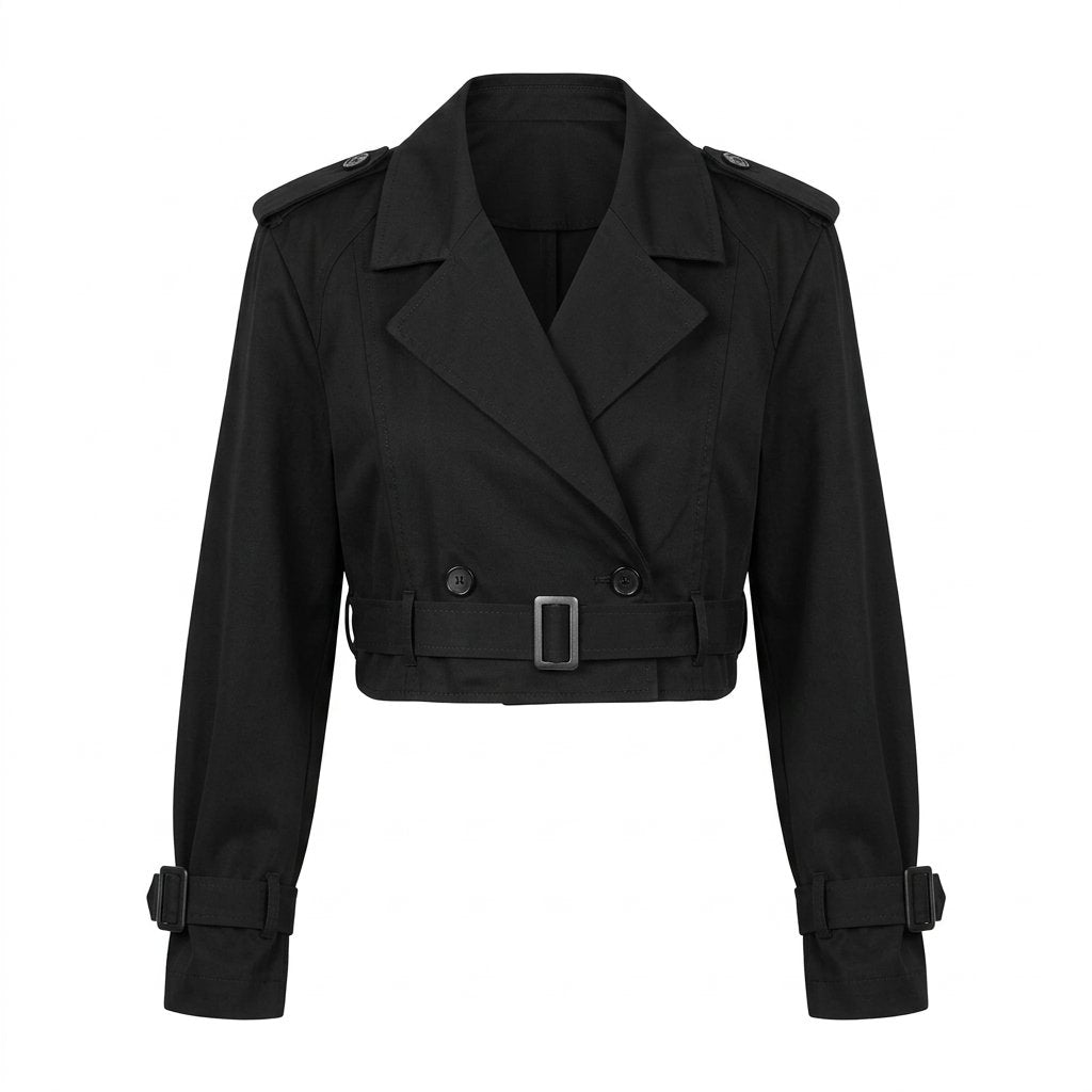 Amelie | Women's Cropped Double Breasted Trench Coat