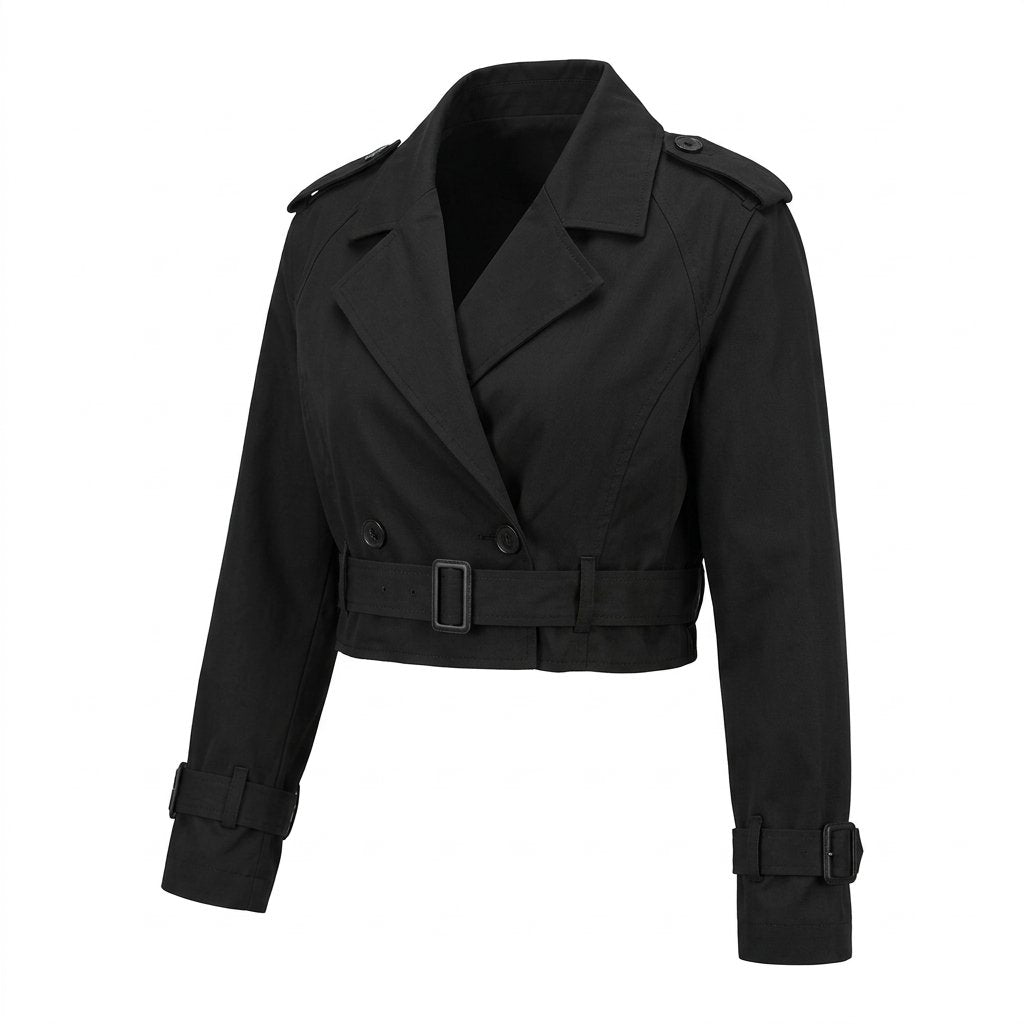 Amelie | Women's Cropped Double Breasted Trench Coat