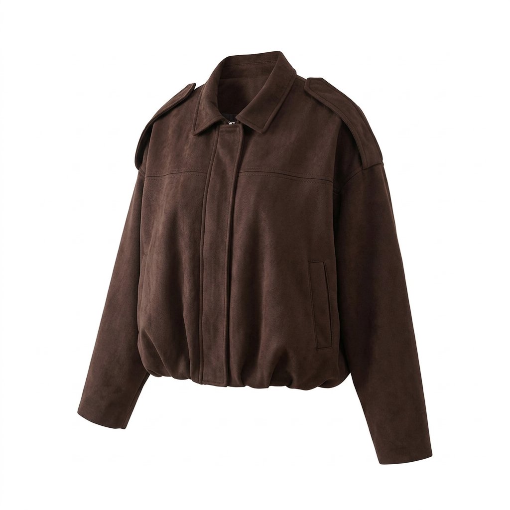 Victoria | Women's Oversized Faux Suede Bomber Jacket